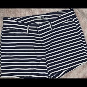 Navy and white striped shorts